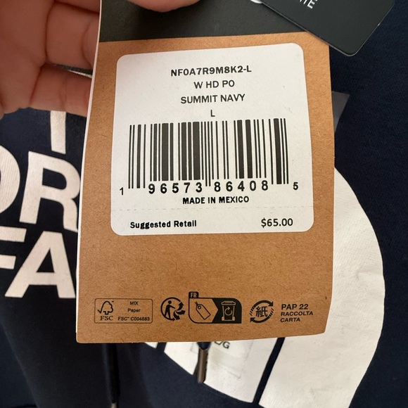 The North Face women's NAVY Hoodie with Logo - Picture 3 of 5